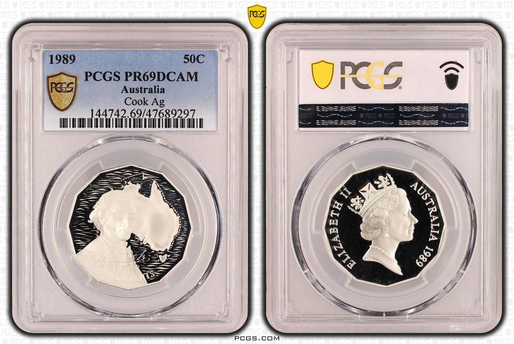 Elizabeth II, Cook Silver, Fifty Cent, 1989, PCGS PR69DCAM