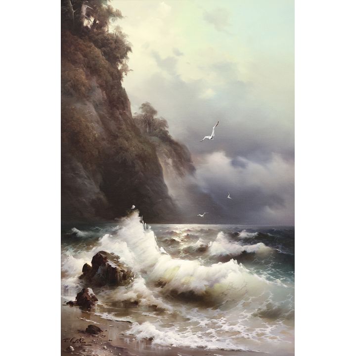 Eugene Garin ''Waves and Gulls'' Oil