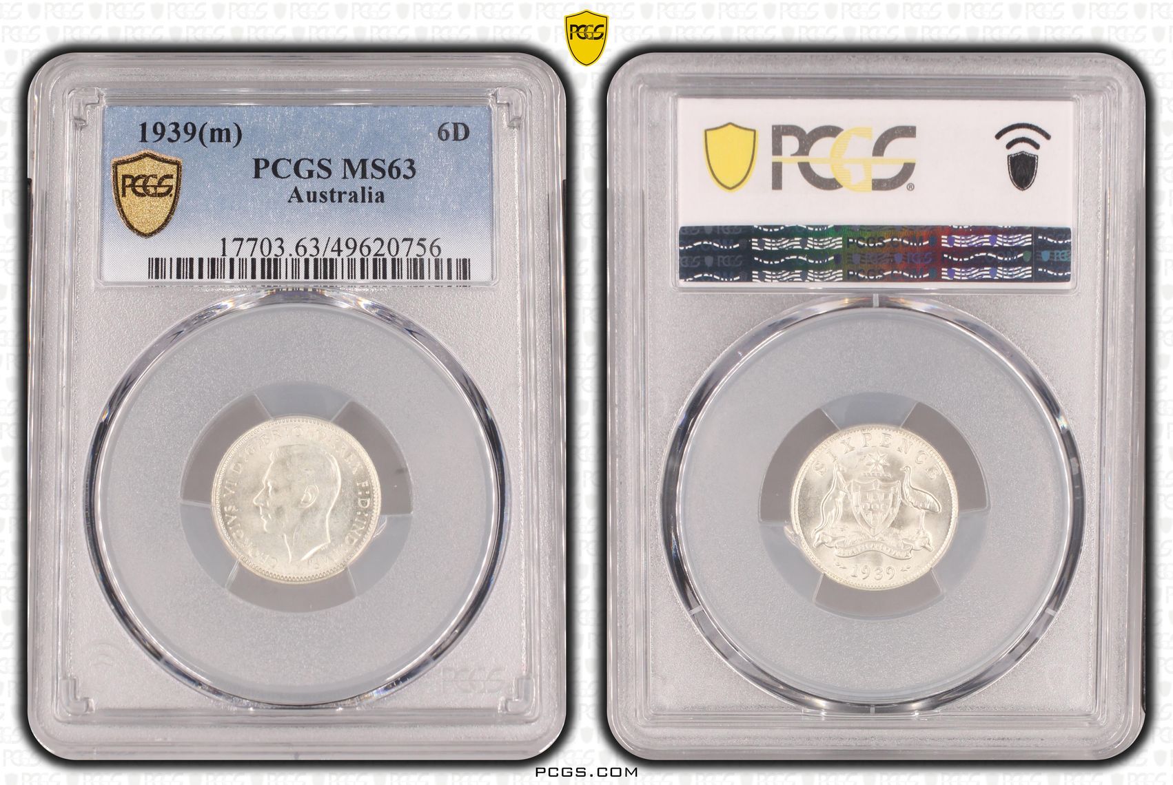 George VI, Sixpence, 1939(m), PCGS MS63