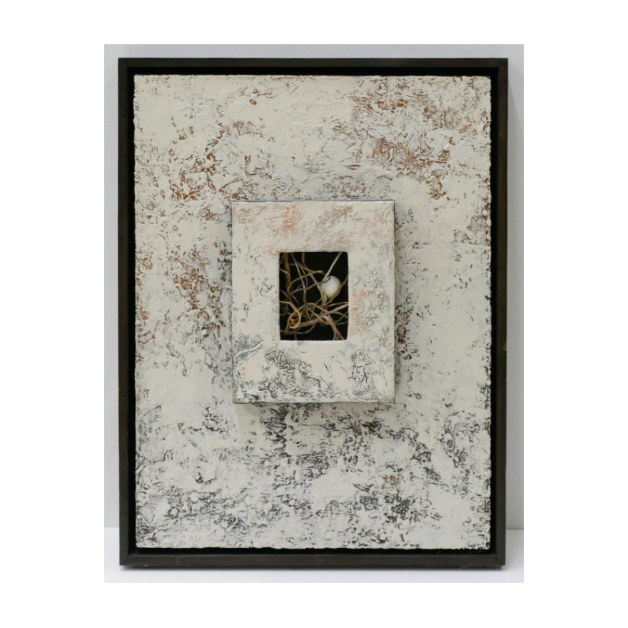 Carole Barrer ''Winter'' Acrylic and Collage on Canvas Framed- 26x20''