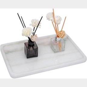 LUXURIOUS HANDMADE MARBLE TRAY, 12X8X0.8 INCH, NATURAL MARBLE FOR DECOR/BATHROOM/KITCHEN/COFFEE TABLE, VANITY/STONE TRAY, WHITE -