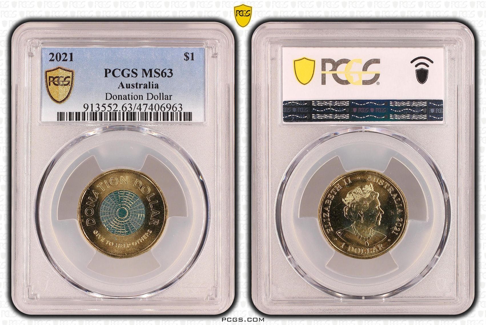 Donation Dollar Colorized , One Dollar, 2021, PCGS MS63
