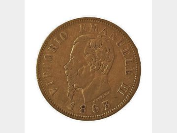 1863 KING VITTORIO EMANUELE ITALIAN GOLD 10 LIRA COIN