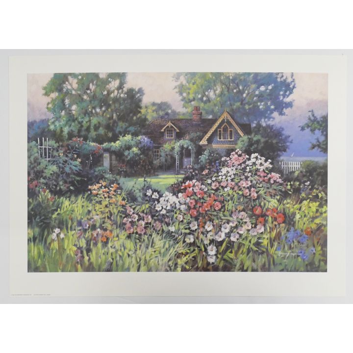 Paul Landry ''Cottage Garden'' S/N Lithograph. 20'' x 28''