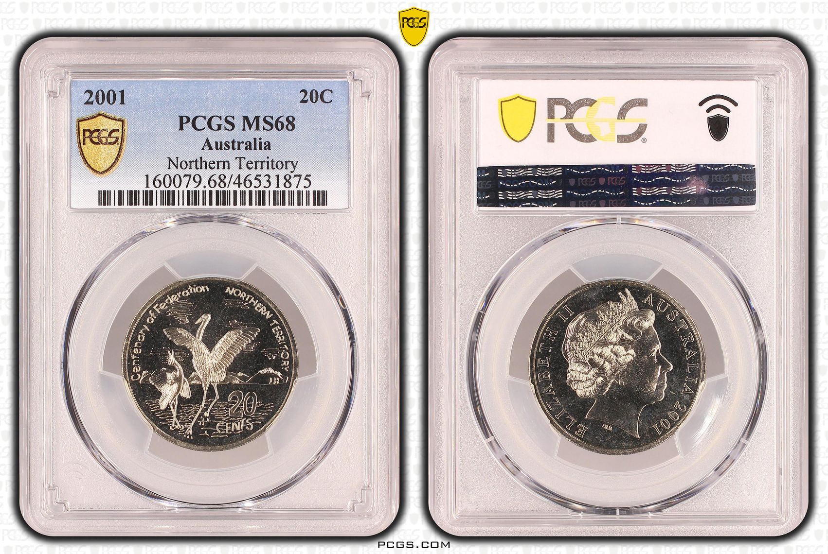 Northern Territory, Twenty Cent, 2001, PCGS MS 68
