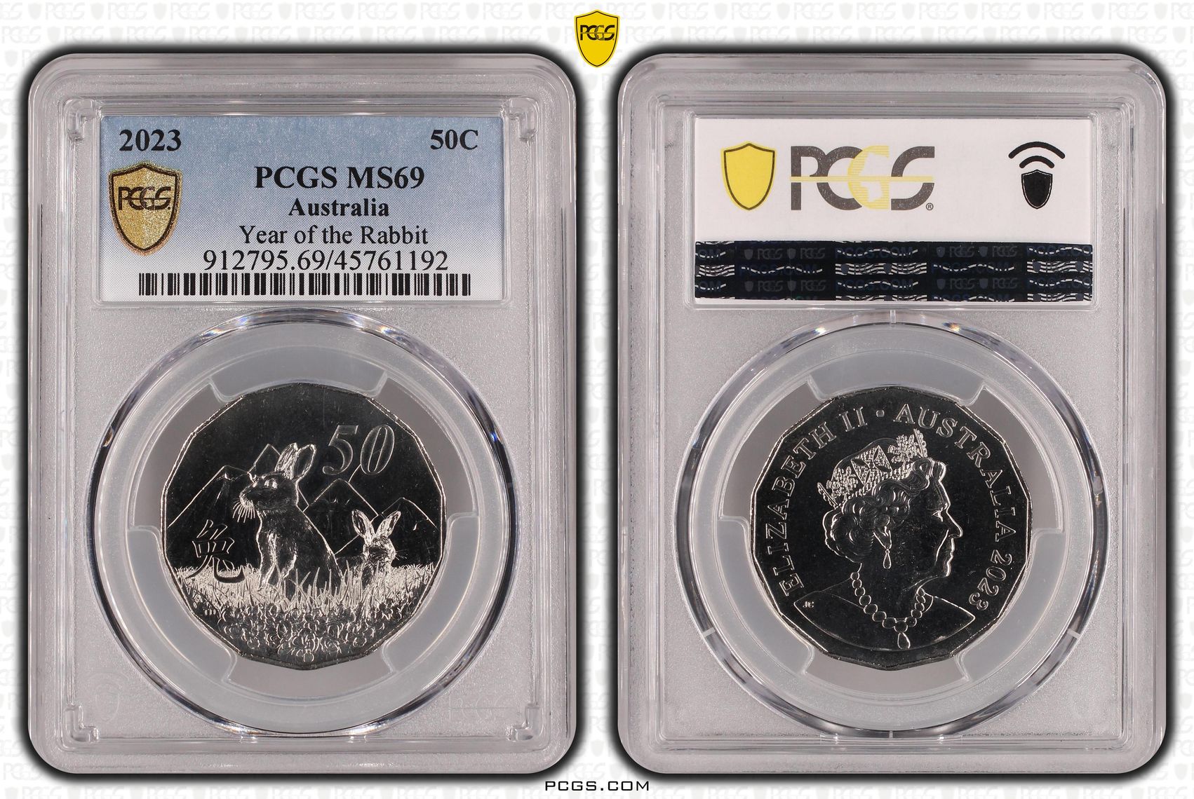 Year of the Rabbit, Fifty Cent, 2023 POP Report 10/0, PCGS MS 69