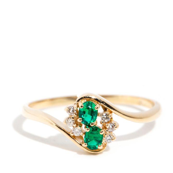 Diamond & Synthetic Emerald 9ct Gold Ring,