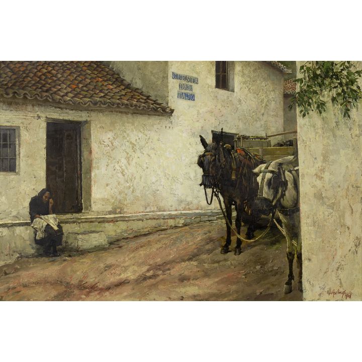 Clark Hulings (1922-2011): Torremolinos, Spain, Old Woman 1968