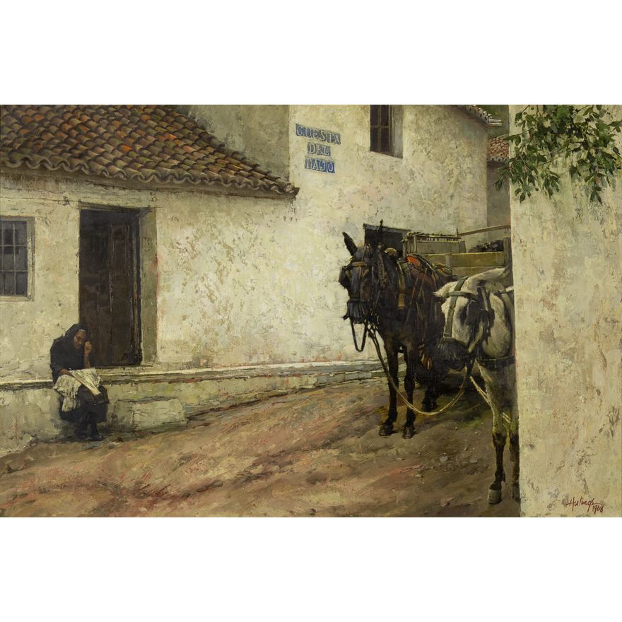 Clark Hulings (1922-2011): Torremolinos, Spain, Old Woman 1968