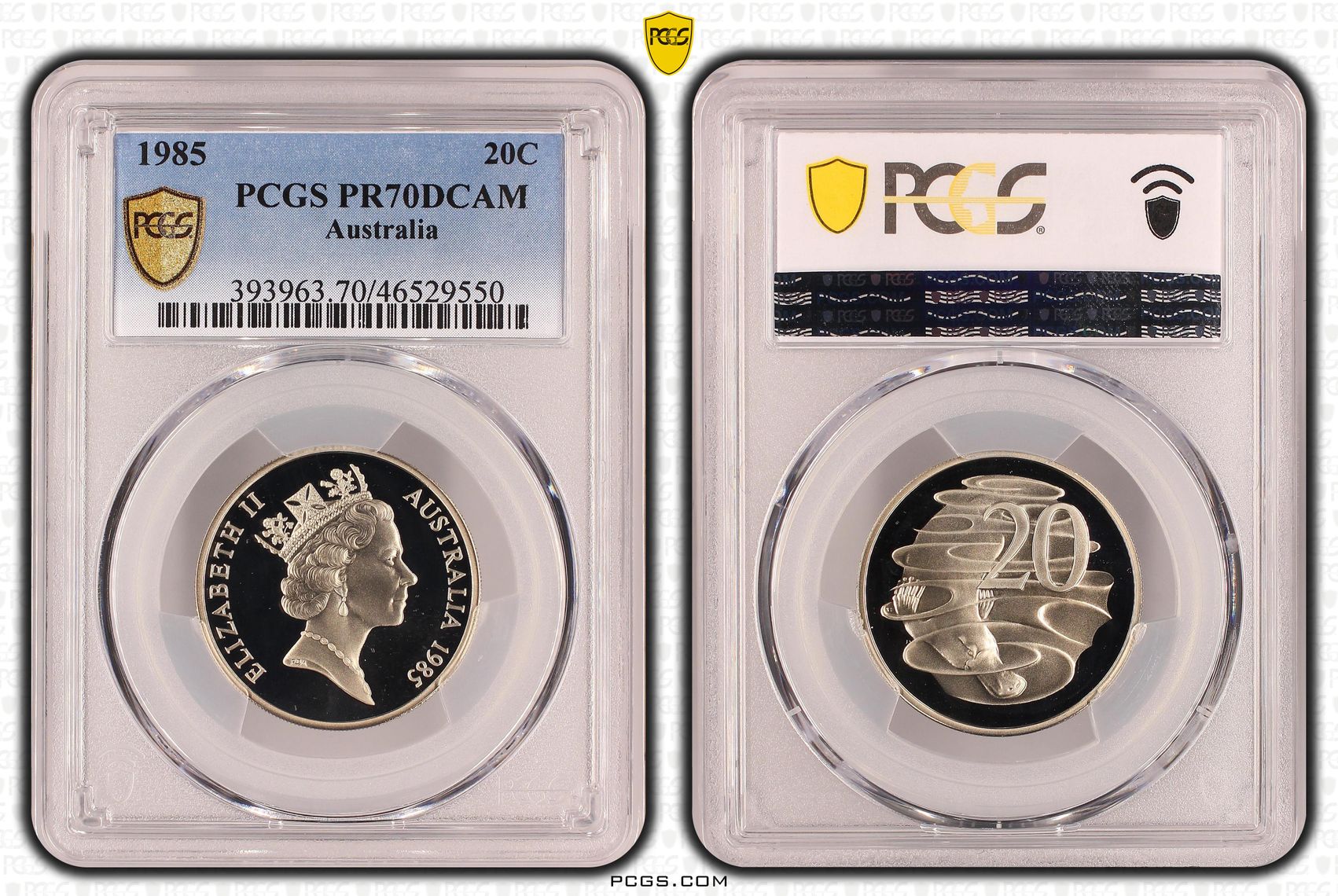 Elizabeth II, POP 22/0, Twenty Cent, 1985, PCGS PR70DCAM