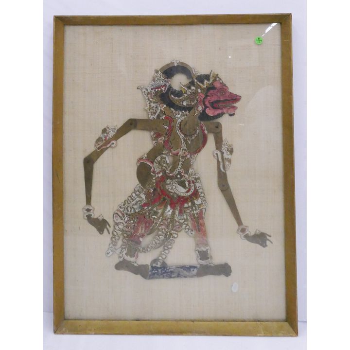 Old Thai Shadow Puppet Framed- 31x23''