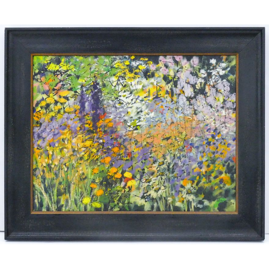 Eugene Bennett ''Last Summer's Garden'' 1986 Oil Painting