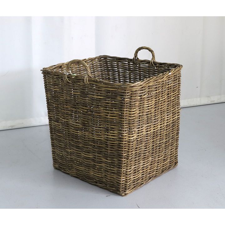 MASSIVE WICKER TWO-HANDLED LOG BASKET