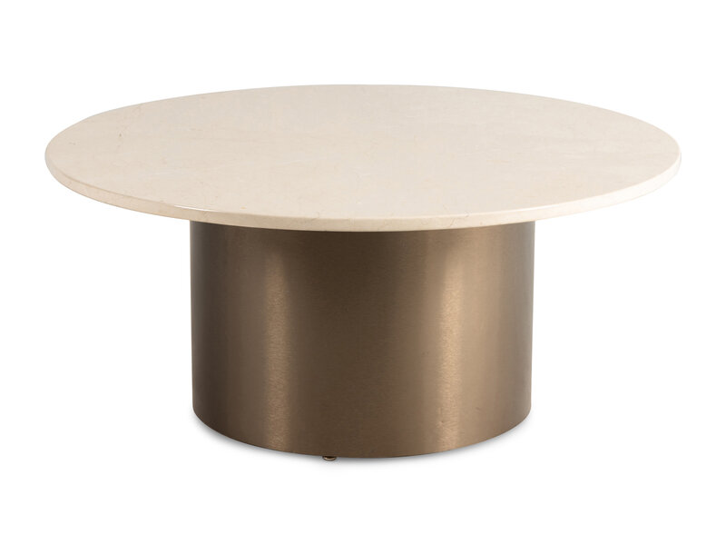 A Contemporary Metal and Marble-Top Low Table