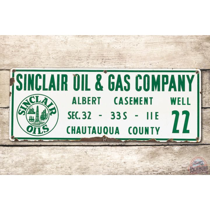 Sinclair Oils & Gas Company Well Sign & Derrick Logo Porcelain Sign