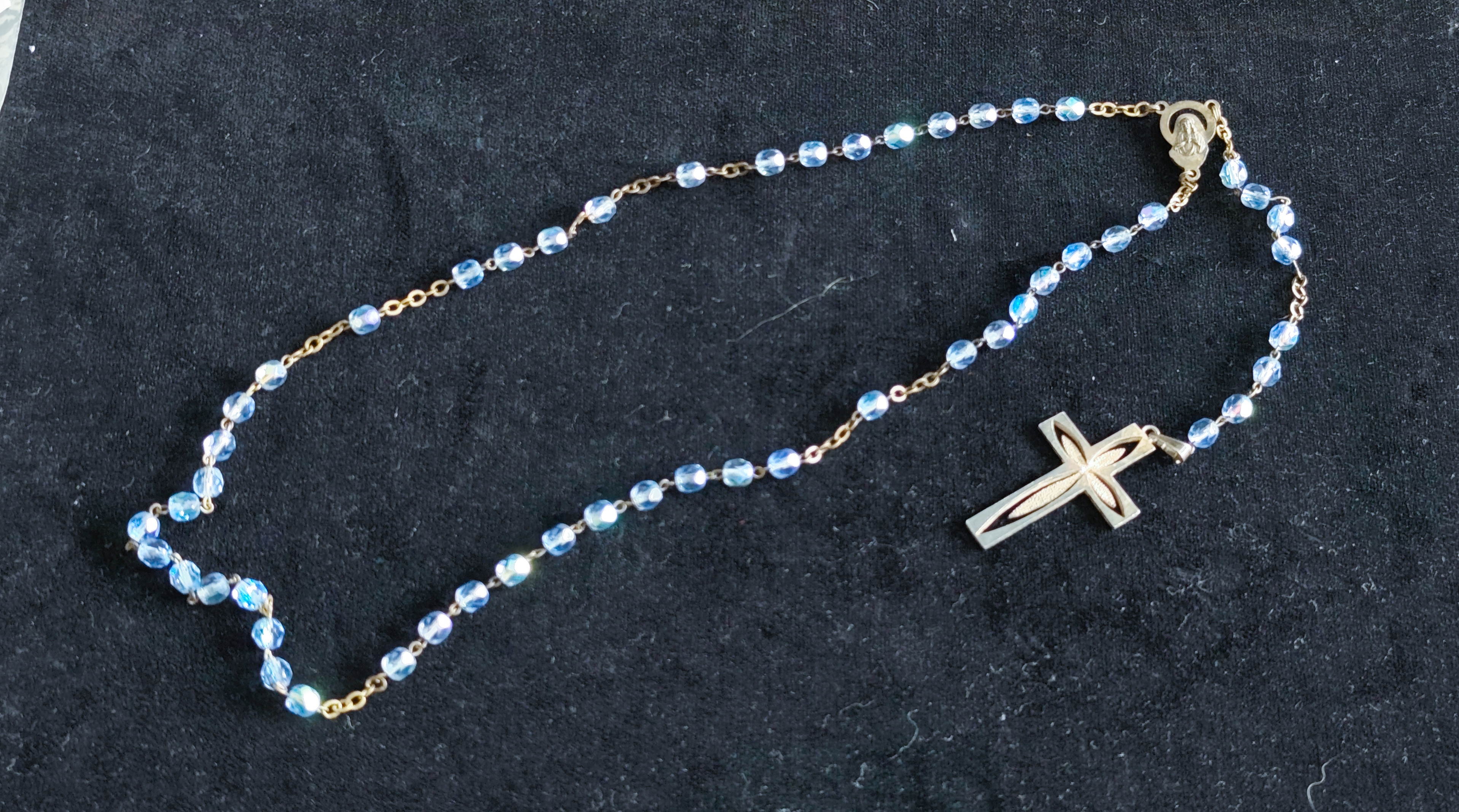 Sterling Silver and Blue Bead Crucifix — NZ auction result