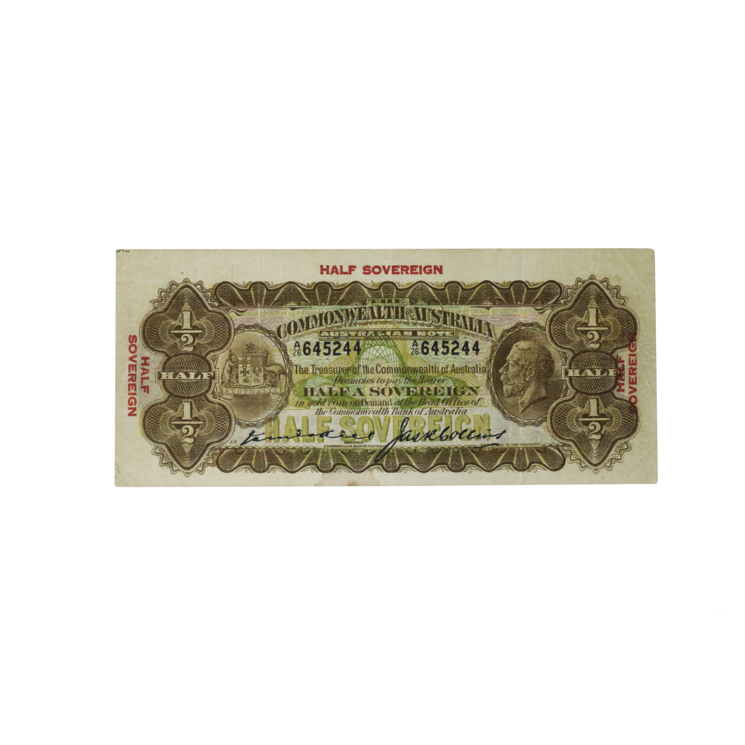 1936. · Kell/Collins, Ten Shillings, 1926, VF