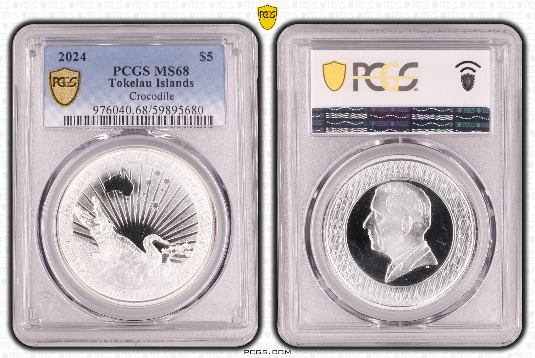 258 · Tokelau Islands, Crocodile, Five Dollar, 2024, PCGS MS68