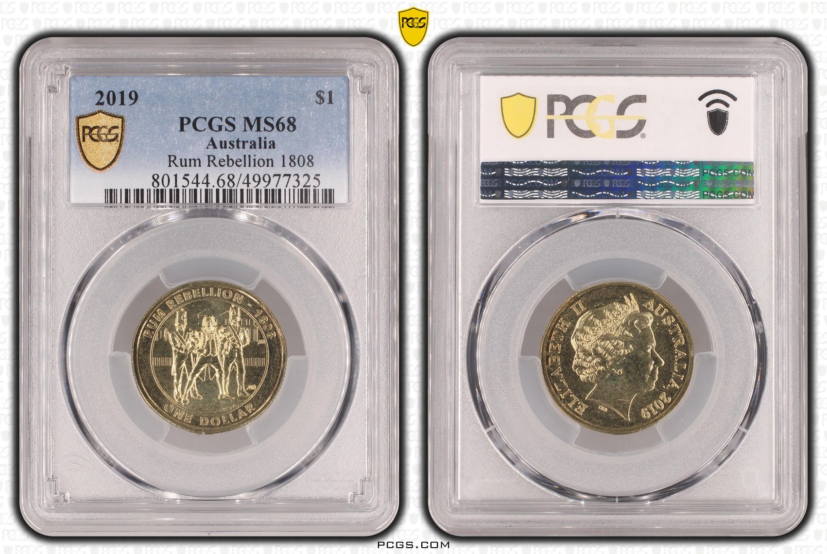 Rum Rebellion 1808 , One Dollar, 2019, PCGS MS68
