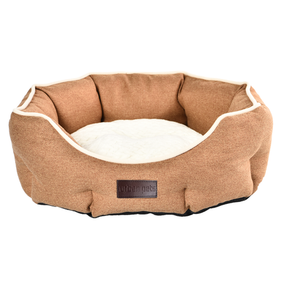 Urban Pets Round Washable Home Style Pet Bed Removable Pillow Cushion Brown M|