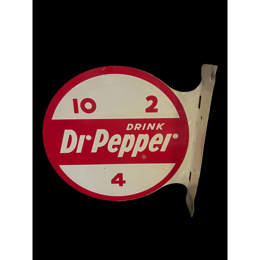 Dr. Pepper 10-2-4 Flange Tin Metal Soda Sign