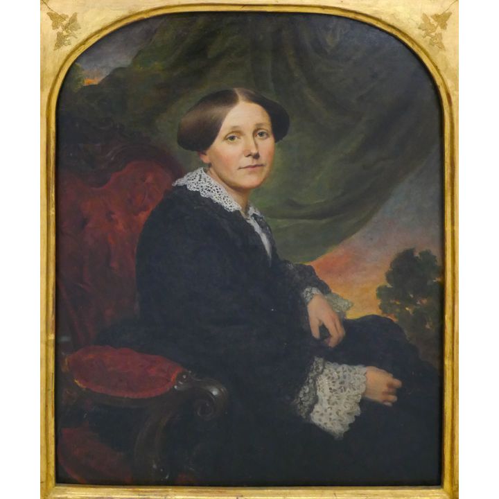 Charles Wesley Jarvis (1812-1868 New York) Society Portrait of a Lady Oil on Board, 1850.
