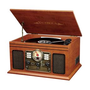 ***NEW VICTROLA NOSTALGIC 6 IN 1 BLUETOOTH TURNTABLE ENTERTAINMENT CENTER VNCW61***