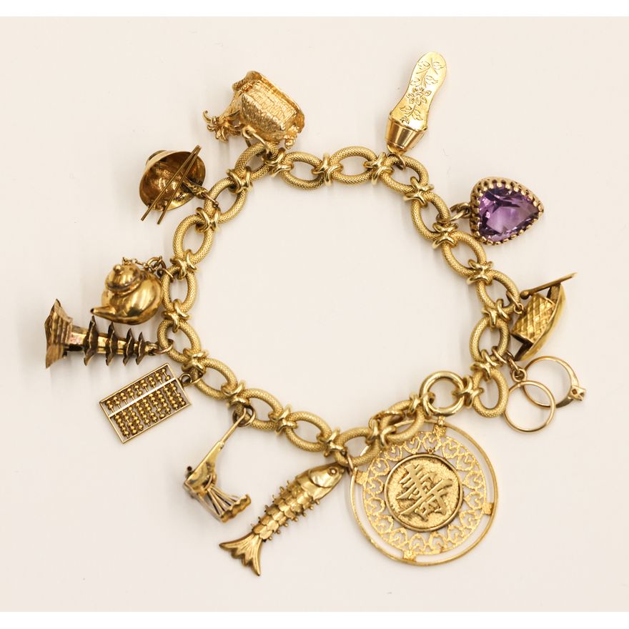 Vintage 18k Charm Bracelet with 14k Charms