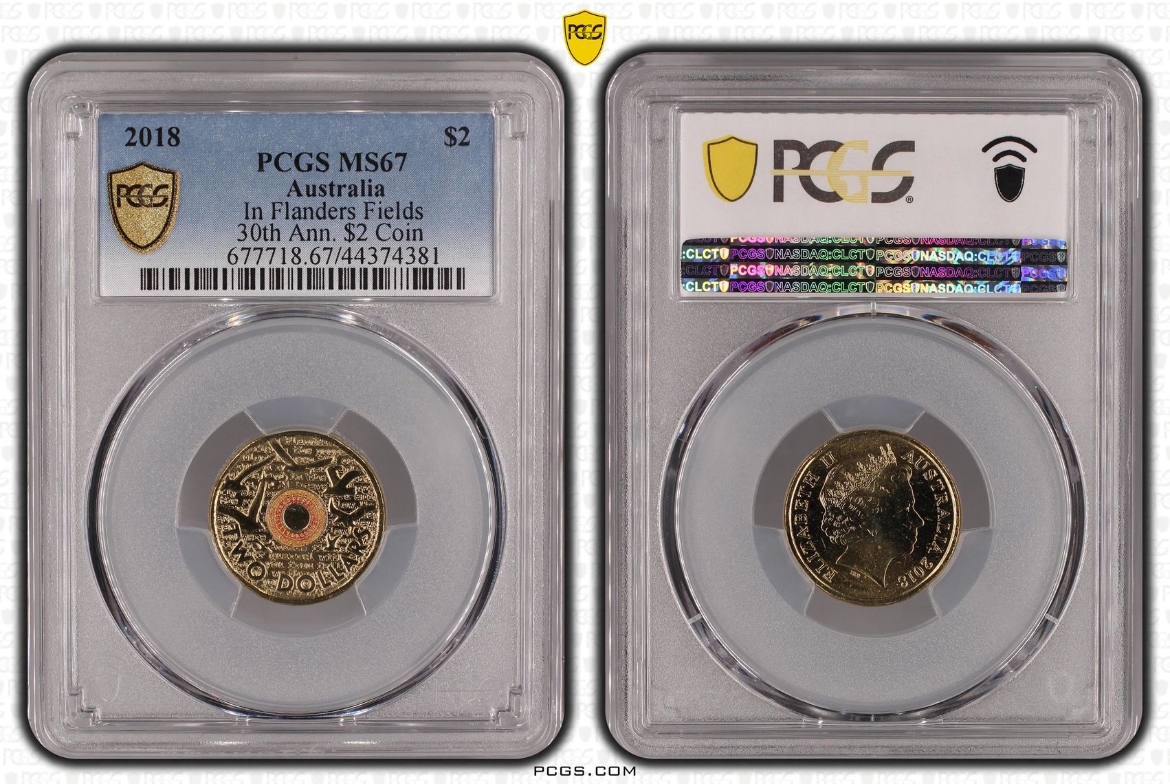 In Flanders Fields Colorized - 30th Ann. $2 Coin, Two Dollar, 2018, PCGS MS67