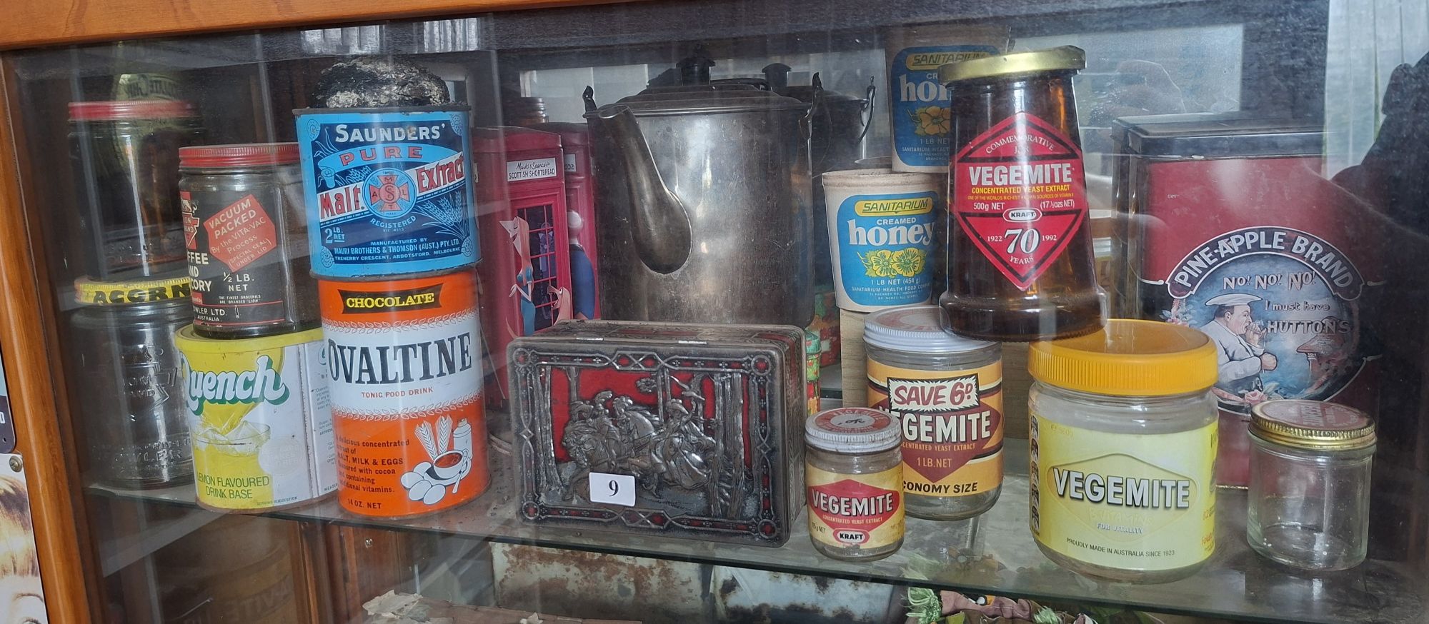 9 · TINS AND VEGEMITE JARS