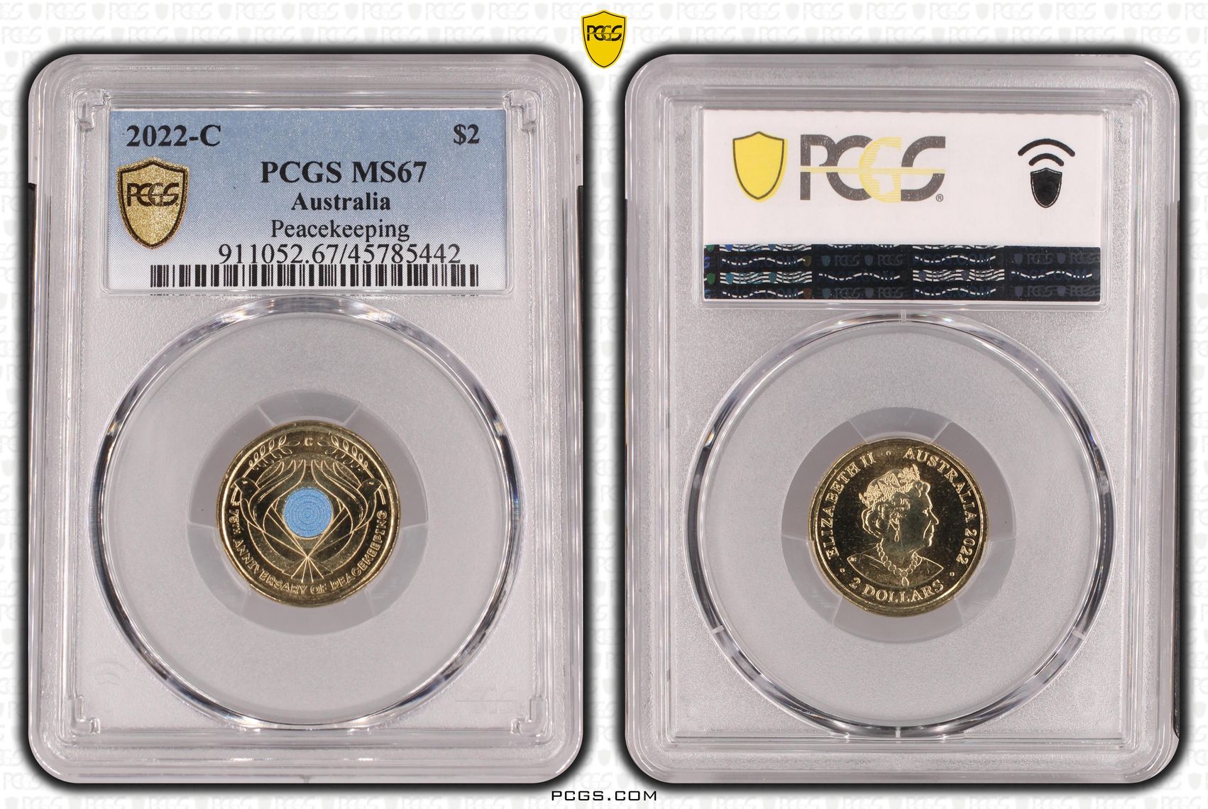 Peacekeeping Colourised, Two Dollar, 2022-C, PCGS MS67