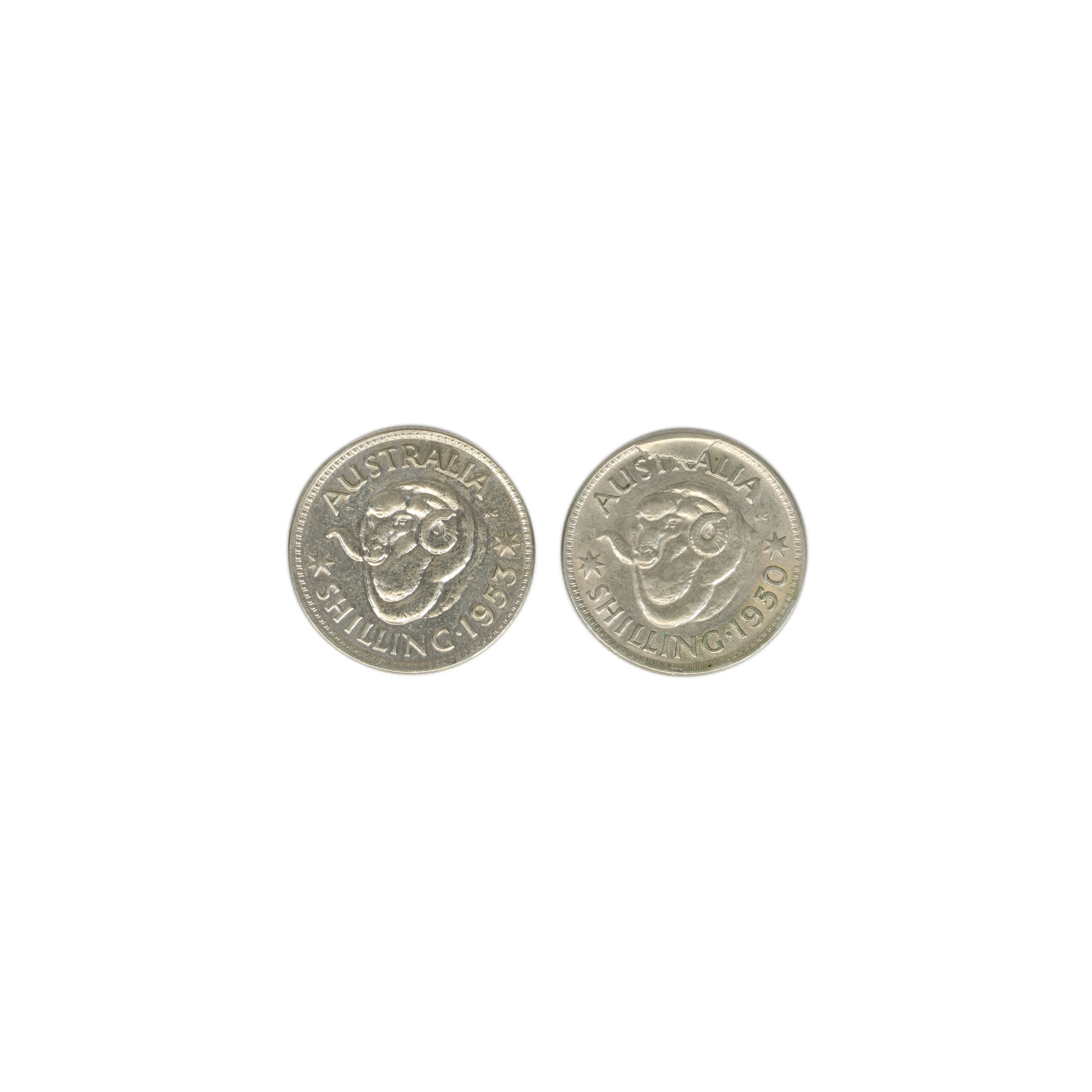 857. · Pair, Shilling, 1950 & 1953, VF