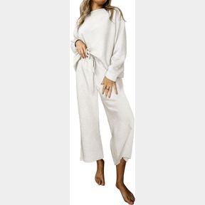 SHEWIN WOMEN'S 2 PIECE OUTFITS SWEATSUIT CASUAL LONG SLEEVE PULLOVER TOPS AND DRAWSTRING WIDE LEG PANTS LOUNGE SETS SZ SMALL