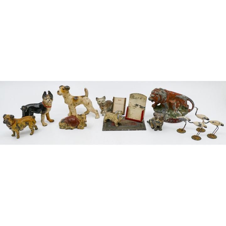 Box Old Metal Toy Animal Figures - Hubley etc.