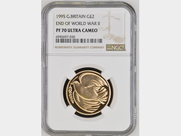 1995 DOVE OF PEACE PROOF GOLD 2 POUND COIN PF70 UCAM TOP POP!