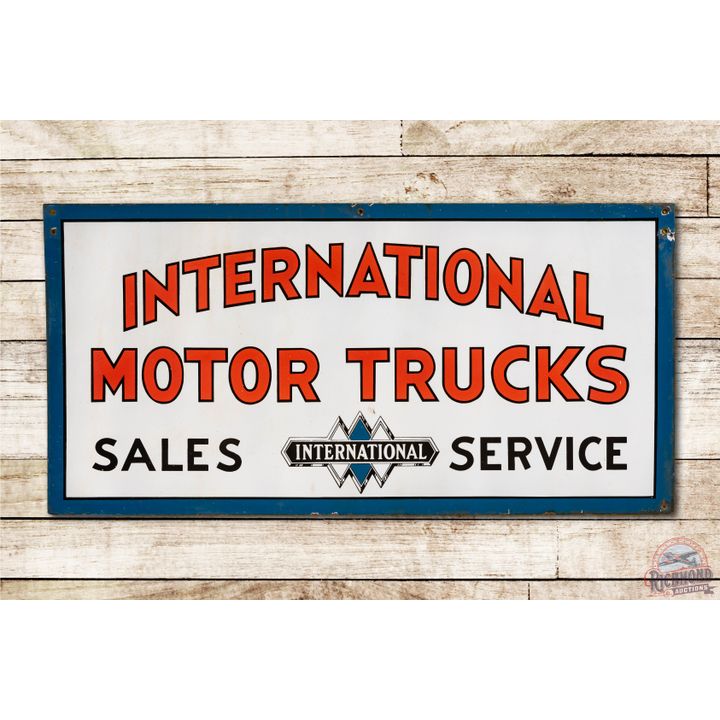 International Motor Trucks Sales & Service Porcelain Sign TAC 8.9