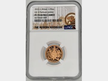 2022 PLATINUM JUBILEE PROOF GOLD HALF SOVEREIGN PF70 UCAM TOP POP!