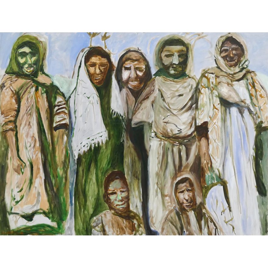 Claude Utley (1955-2021 Washington) 'Group Portrait' 1991 Acrylic on Canvas- 36x48'' (LARGE)