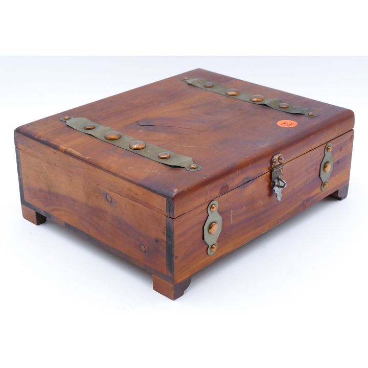 Vintage Cedar and Copper Table Box 10''