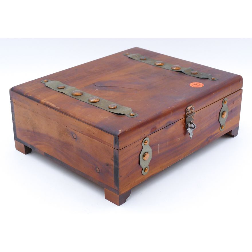 Vintage Cedar and Copper Table Box 10''