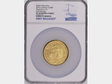 2022 ELIZABETH II 'HENRY VII' GOLD 5oz PROOF 500 POUND COIN PF70 UCAM