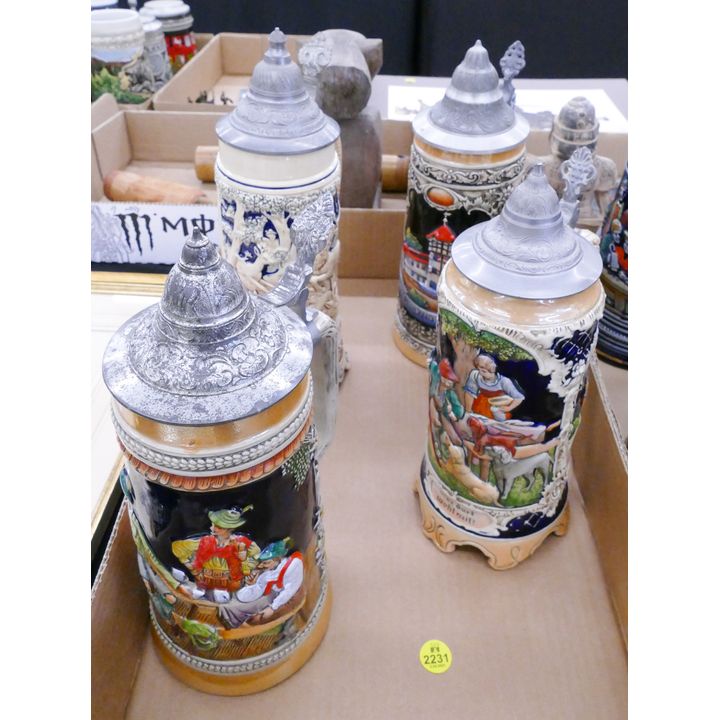4pc Large German Steins