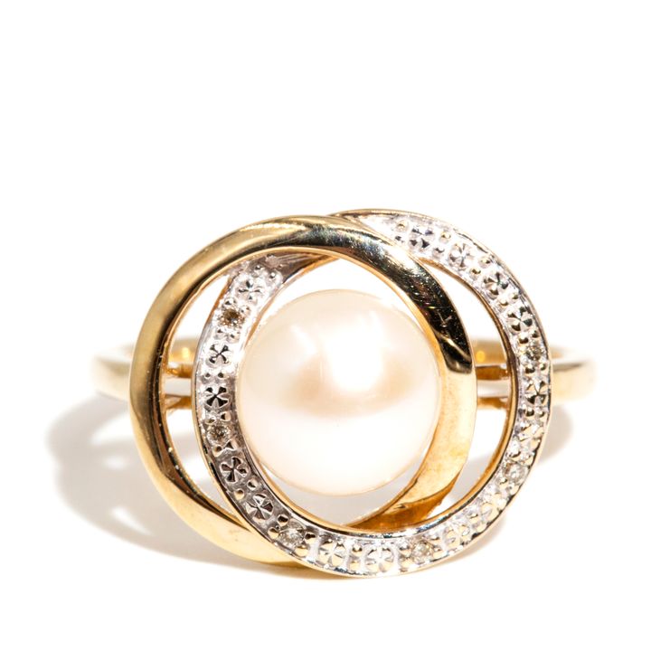 Diamond & Pearl 9ct Gold Ring,