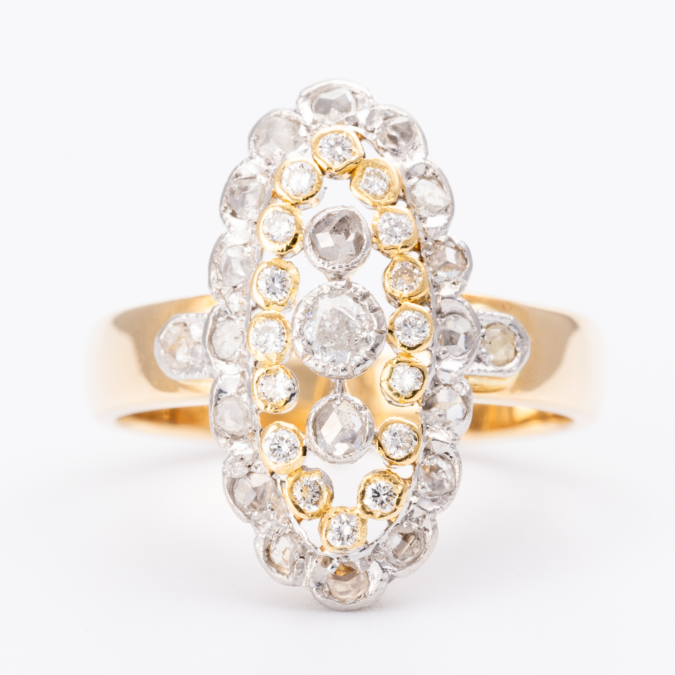 Old Cut Diamond Cluster Ring 18ct Gold