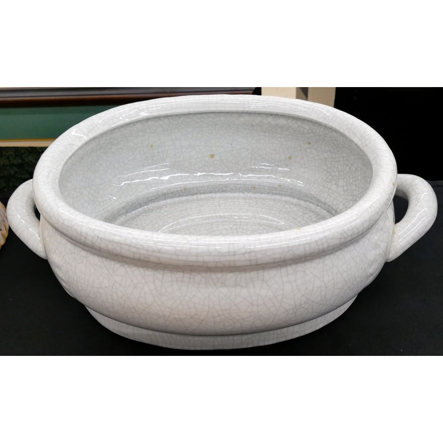 White Crackle Glaze Large Handled Server 18"