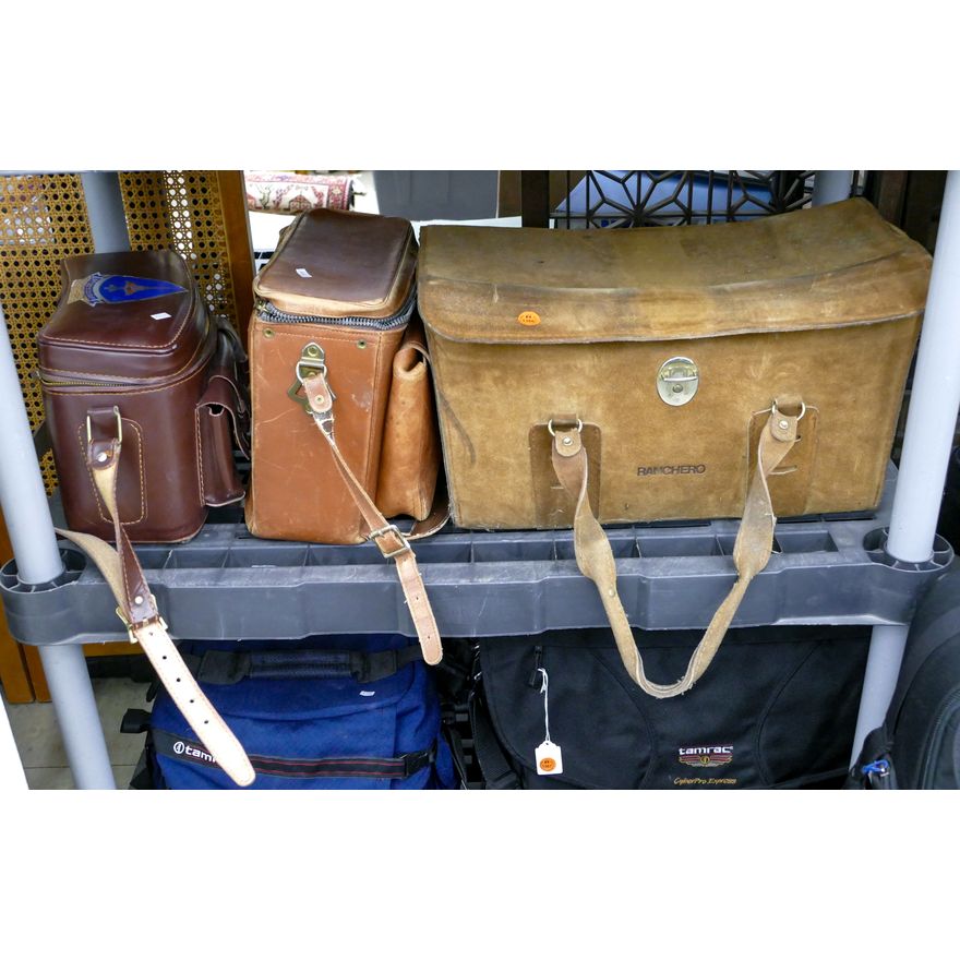 Shelf 3pc Vintage Leather Camera Cases - Ranchero etc.