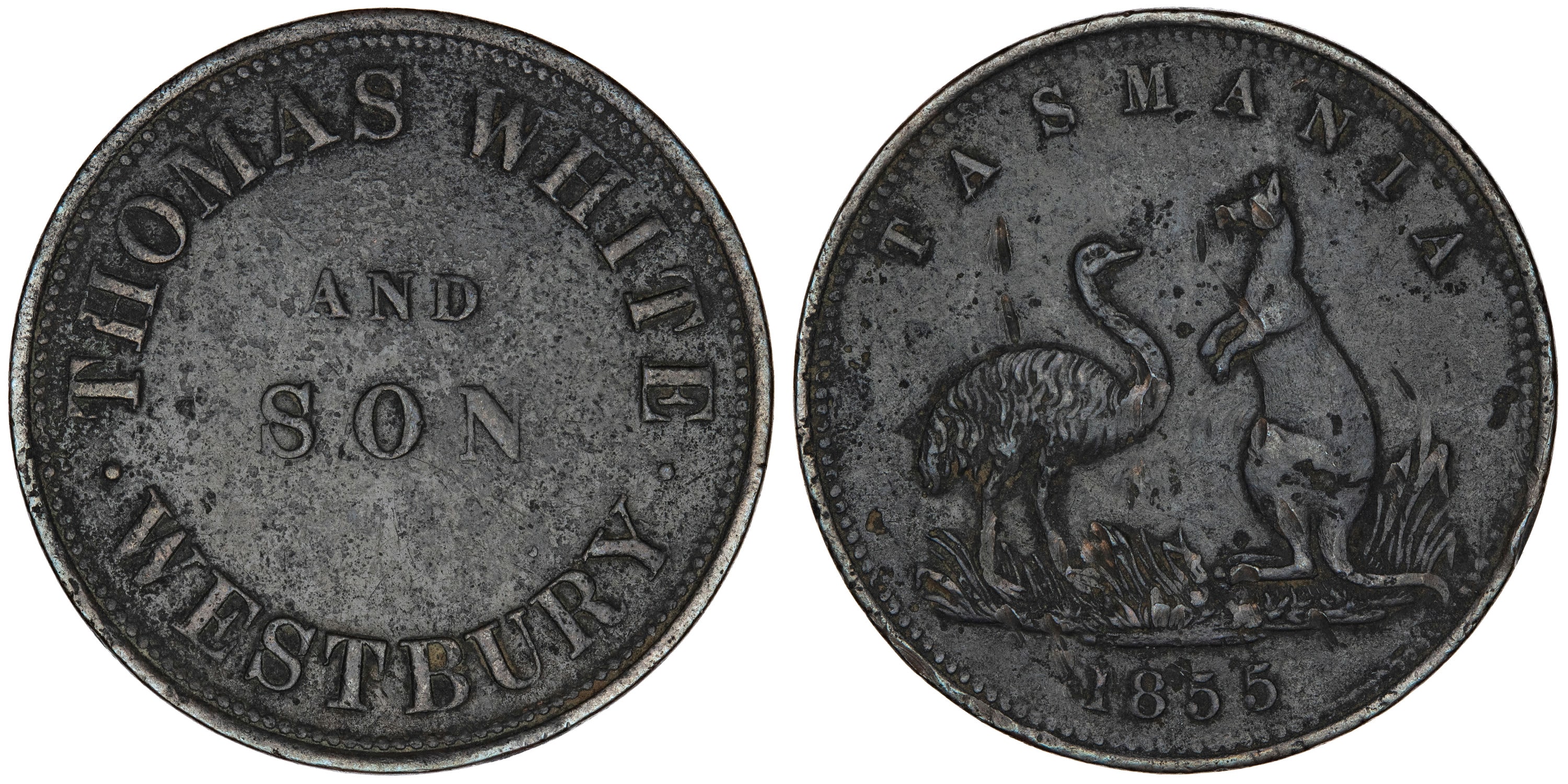 A.620 White, Thomas - Westbury, Tasmania, Penny, 1855, gF