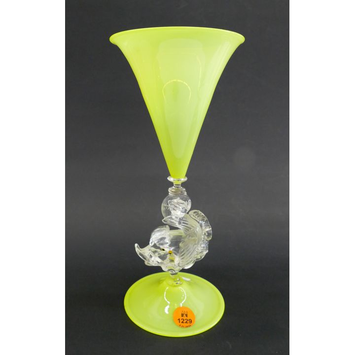 Art Glass Dolphin Venetian Style Glass - 9.25''