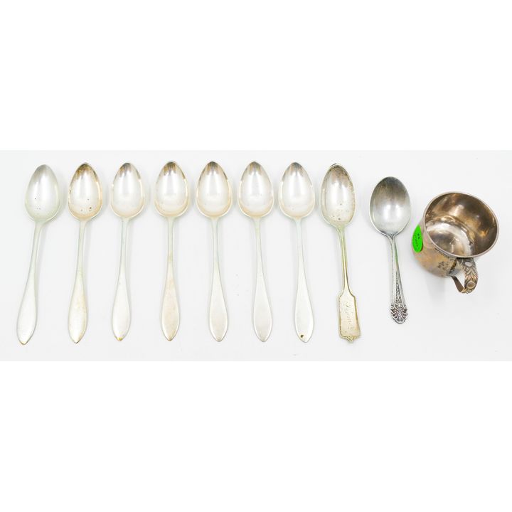 Group Sterling Spoons and Child's Mug - 196 Grams TW