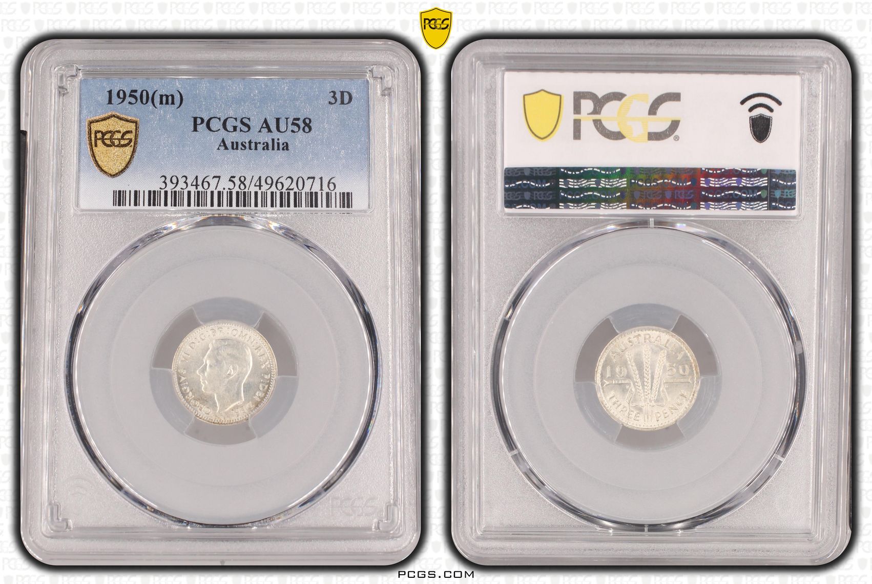 George VI, Threepence, 1950(m), PCGS AU58